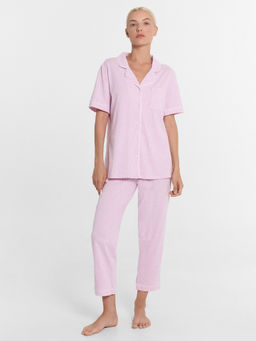 Комплект женский (жакет, бриджи) в лиловом цвете с принтом лиловые волны 592505 - Mark formelle фото 2