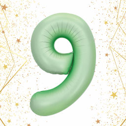 Шар фольгированный 32/81см "Цифра "9" (зеленый)