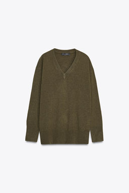 OVERSIZED 100% WOOL KNIT SWEATER - Zara фото 5