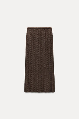 CABLE KNIT MIDI SKIRT WITH WOOL - Zara фото 7