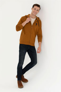 U. S. Polo Assn Мужской вязаный кардиган кокосового цвета с капюшоном - U.s. polo assn фото 4