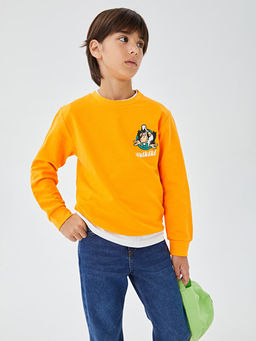 Bisiklet Yaka Nostaljik Maymun Bask?l? Uzun Kollu Unisex ?ocuk Sweatshirt