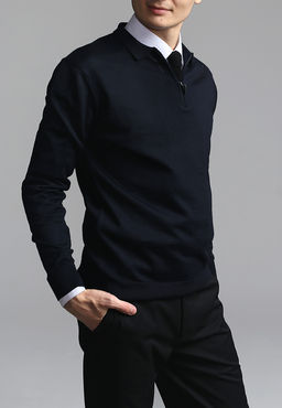 Джемпер мужской с воротником поло GREG G129-EV (т.синий)  фото 7