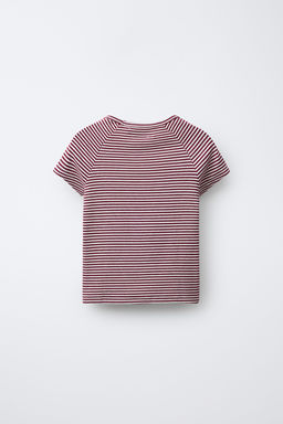 CAMISETA MANGA RANGL?N CON MODAL RAYAS / Blanco / Rojo - Zara фото 2