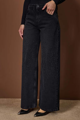 Siyah Tas Detayl? Normal Bel Wide Leg Jeans TWOAW26JE00284 - Trendyolmilla фото 3