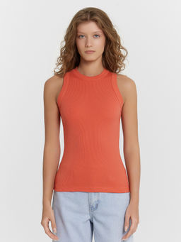 Топ женский оранжевый в рубчик