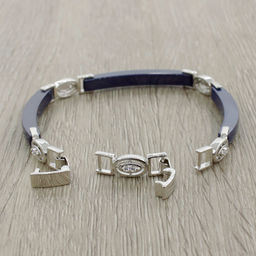 Браслет Лили из синей керамики покрытие светлый металл - Agat77 фото 2