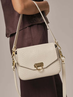 Женская сумка кросс-боди Azaro 3684 бежевый лен/питон