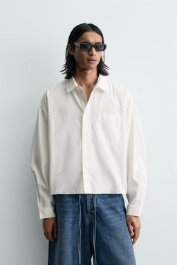 CAMISA BOXY FIT LAVADA / Blanco - Zara фото 2