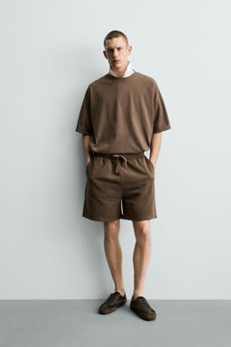 BERMUDA JOGGER B?SICA LAVADA / Marr?n