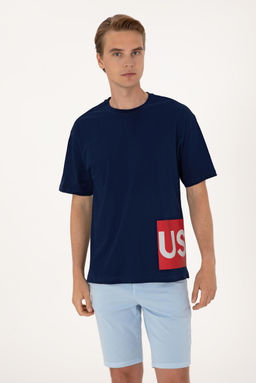 Erkek Comfort Fit Bisiklet Yaka Lacivert Ti__rt