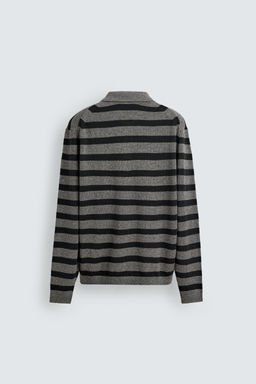 POLO PUNTO ALGOD?N - LINO RAYAS / Gris medio