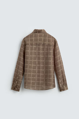 CAMISA SEMITRANSPARENTE CUADROS / Tostado
