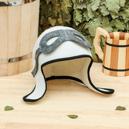 Шапка для бани и сауны «Лётчик», полиэфир 70%, шерсть 30%, белая, «Добропаровъ»