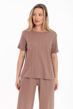 Футболка с коротким рукавом из рибаны М325436к кофейный - Елена фото 3