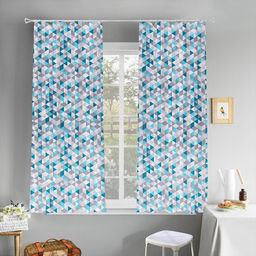 "Скандинавия синий" Шторы для кухни, 2шт 148х160см, на шторной ленте, хлопок "Премиум" 186г/м2, "Домашняя мода" (Россия)