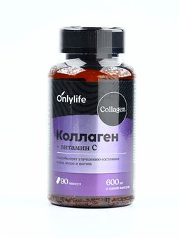 Коллаген, витамин С, для роста волос и ногтей, 90 капсул
