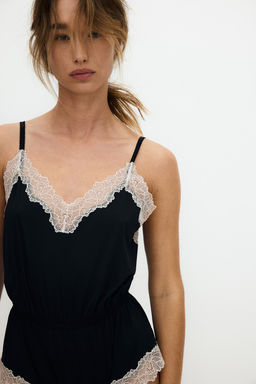 Body de microfibra con ribetes de encaje - H&m фото 2