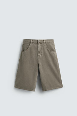 BERMUDA DENIM BALLOON FIT ESTRUCTURA / Khaki