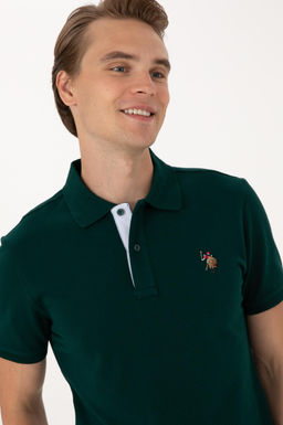 Erkek Slim Fit Polo Yaka Koyu Ye_il Basic Ti__rt - U.s. polo assn фото 2