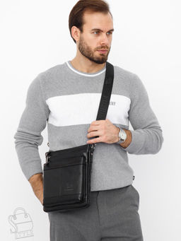 Сумка мужская кожаная 1022-2 black Fuzhiniao