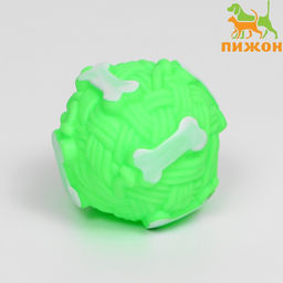 Игрушка пищащая Клубок с косточками для собак, 8 см, зелёная