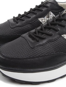 03-C129-1 BLACK Кроссовки женские (натуральная кожа)