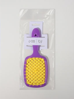 Расчёска массажная, широкая, вентилируемая, 8.5×20.5 см, сиреневая, жёлтая