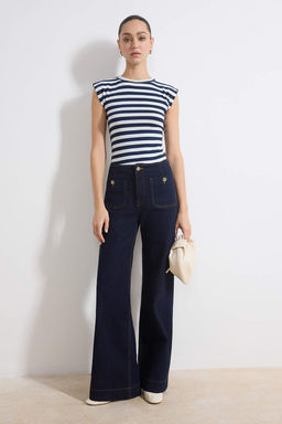 Cok Renkli Viskoz/Yumusak Kumas Fitted/Vucuda Oturan Ay Kol Esnek Orme Bluz TWOSS23BZ00992