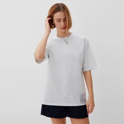 Футболка оверсайз с нашивкой женская MINAKU: One Most Brand, серая меланж, размер 50