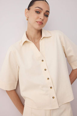 Trendyolmilla Haki Gabardin Boxy %100 Pamuk Gomlek TWOSS25GO00159  фото 2