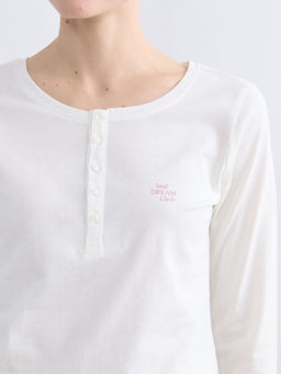 Bisiklet Yaka ?izgili Kad?n Pijama Tak?m