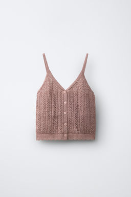 TOP POINTELLE / Rosa palo
