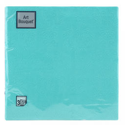 Салфетки бумажные "Art Bouquet" 33х33см, 3-х слойные, 16 штук в упаковке, 100% целлюлоза, "Барокко. Аквамарин" (Россия)