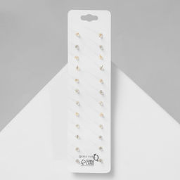 Серьги пусеты One year, 12 пар беззаботность, бело-красные в золоте