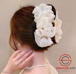 Крабик бант пышный для волос со стразами