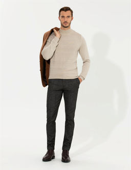 Kum Melanj Slim Fit Yar_m Bal_k__ Yaka Triko Kazak - Pierre cardin фото 2