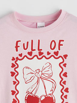 Bisiklet Yaka Bask?l? K?z ?ocuk Pijama Tak?m