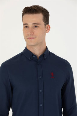 U. S. Polo Assn / Мужская темно-синяя базовая рубашка с длинным рукавом - U.s. polo assn фото 2
