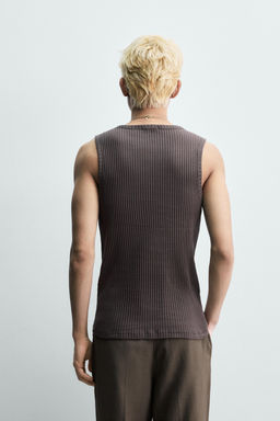 CAMISETA TANK SLIM FIT RIB / Gris oscuro