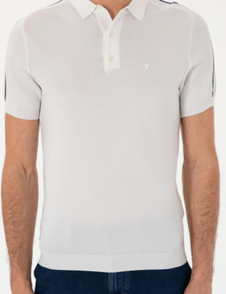 Beyaz Slim Fit Polo Yaka Triko T-shirt