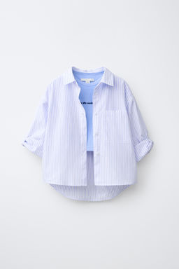 PACK CAMISA RAYAS Y CAMISETA RIB BORDADA / Azul