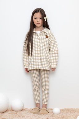 Crockid _ КР 400617/бежевая клетка на сахаре к429 бриджи для дев  фото 2
