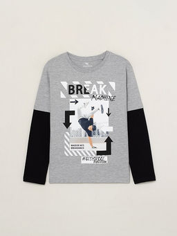 CSJB 63048-11-306 Джемпер модель "лонгслив" для мальчика , светло-серый меланж