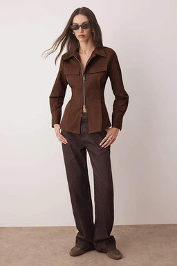 Koyu Kahverengi Fermuar Detayl? Gomlek TWOAW26GO00044