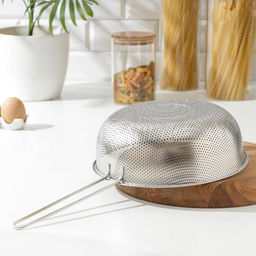 Дуршлаг Доляна Марко, d=25 см, 43.5259 см, длинная ручка, нержавеющая сталь, хромированный фото 3