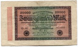 Банкнота 20000 марок 1923 года Германия