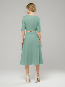 Топ цвета полыни с прямоугольным вырезом и рукавами 1/2 - 1001dress фото 3