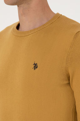 Erkek Slim Fit Bisiklet Yaka Hardal Basic Kazak - U.s. polo assn фото 7