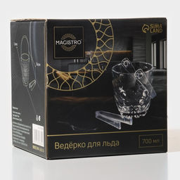 Ведро для льда «Верона», 700 мл, с щипцами, стекло, прозрачное